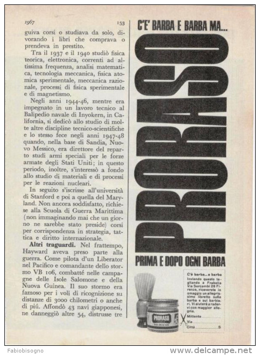 1967 - PRORASO - 1 Pagina Pubblicità  Cm. 13 X 18 - Magazines