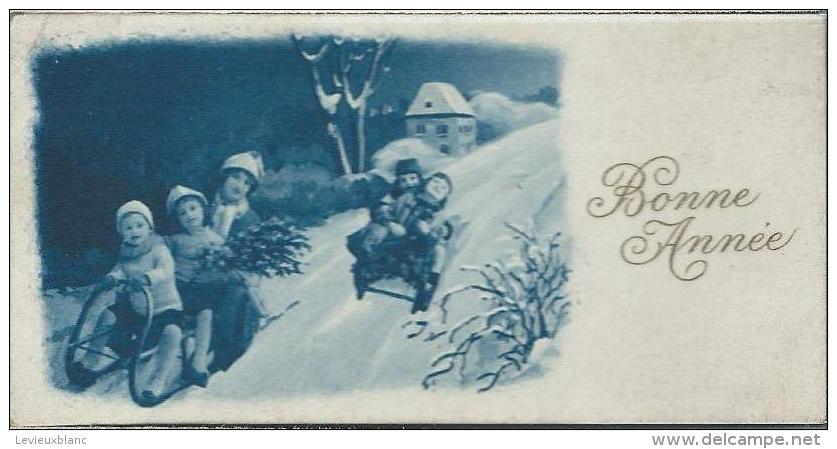 Petite Carte De Voeux/ Circulée/Enfants Faisant De La Luge/ 1927   CVE51 - Neujahr