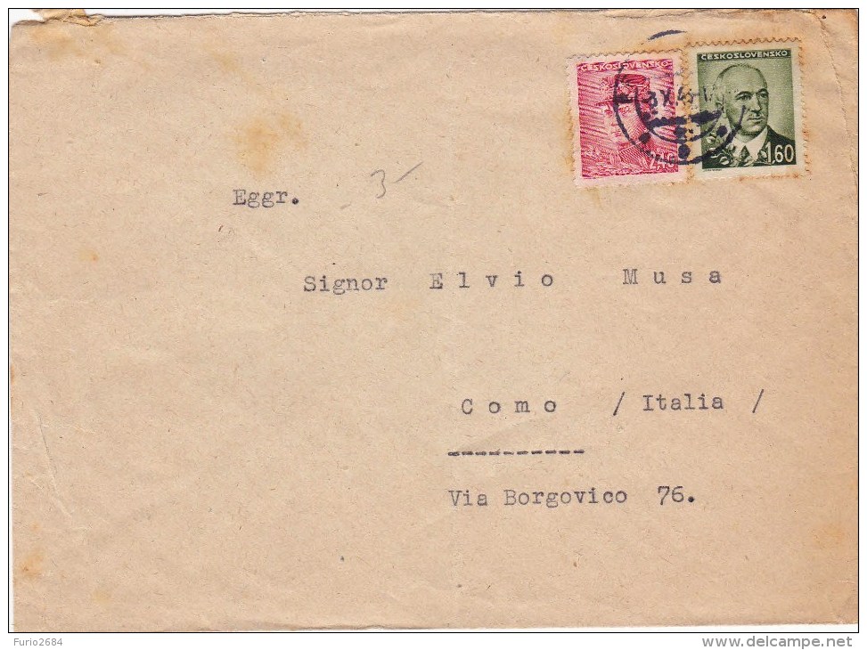 SP-526 BUSTA SLOVACCHIA VIAGGIATA 1943 DA BRATISLAVA A COMO INTERESSANTE TIMBRI E AFFRANCATURA - Lettres & Documents