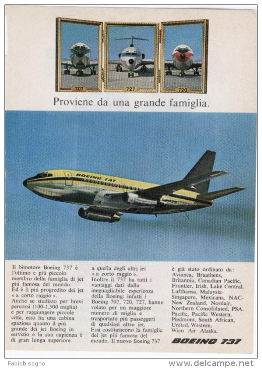 1967/8 -  BOEING 737 -  5 Pagine Pubblicità Cm.13 X18 - Werbung