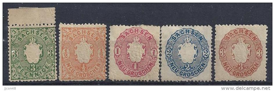 Germany (Sachsen) 1863 (*)+(**) Mi.14-18  (see Discription - Sachsen