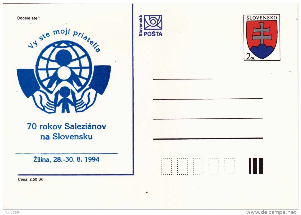 SP-564 CARTOLINA POSTALE SLOVACCA DEL 1994 70 KOROV SALEZIANOV NA SLOVENSKU - Covers & Documents