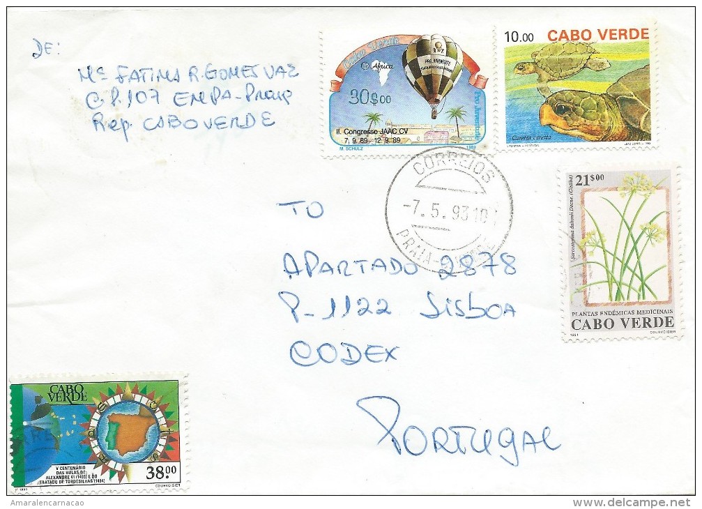 TIMBRES - STAMPS - LETTRE RECOMMANDÉE POUR PORTUGAL - CAP VERT / CAPE VERDE - TIMBRES DIVERS - Cape Verde