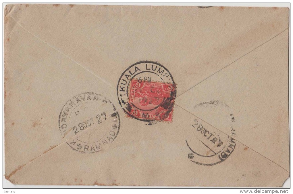 Malay State, Tiger, Commercial Cover, Kualalampur To India, As Per The Scan - Federated Malay States