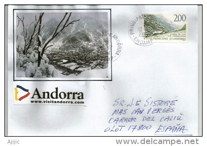 Vallée D´Ansalonga L´hiver, Sur Lettre  Postée Au Village D´Encamp,adressée En Espagne. - Covers & Documents