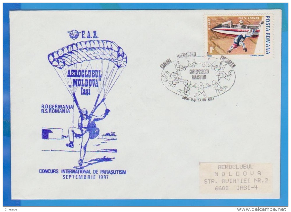 ROMANIA  Parachutting Skydiving Cover 1987 - Parachutespringen