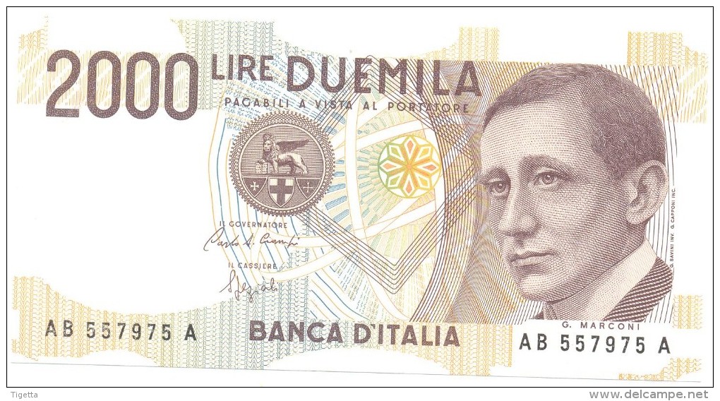 ITALIA BANCONOTA DA LIRE 2000  MARCONI SERIE AB 557975 A   FDS - 2.000 Lire