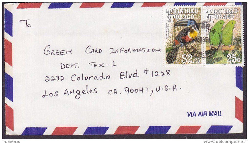 Trinidad & Tobago Airmail Par Avion SIPARIA 1994 Cover Brief To Denmark Bird Vogel Oiseau Parrot Tukan - Trinidad & Tobago (1962-...)