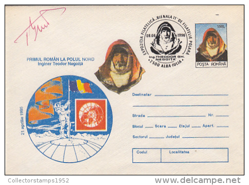 9235- TEODOR NEGOITA ARCTIC EXPEDITION, SIGNED COVER STATIONERY, 1996, ROMANIA - Expéditions Arctiques