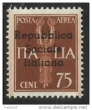 EMISSIONI LOCALI TERAMO 1944 SOPRASTAMPATO D´ ITALIA ITALY OVERPRINTED AEREA AIRMAIL CENT. 75 MNH - Lokale/autonome Uitgaven