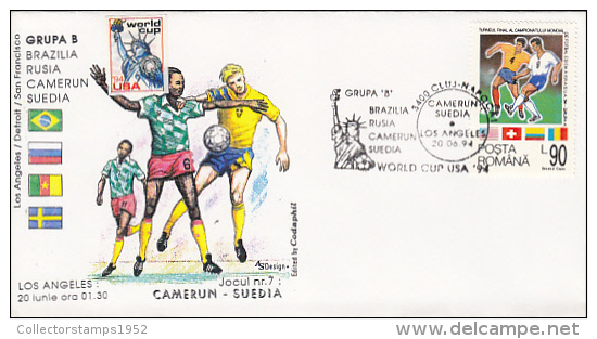 9453- USA'94 SOCCER WORLD CUP, CAMEROON- SWEDEN GAME, SPECIAL COVER, 1994, ROMANIA - 1994 – USA