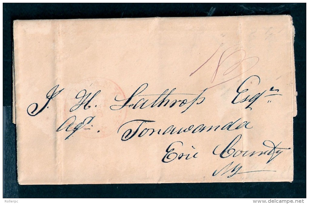 080453 STAMPLESS COVER - ALBANY/OCT 18/NY - 1839   TO TONAWANDA, ERIE COUNTY, NY - [$300 ACCEPTANCE] - …-1845 Prephilately