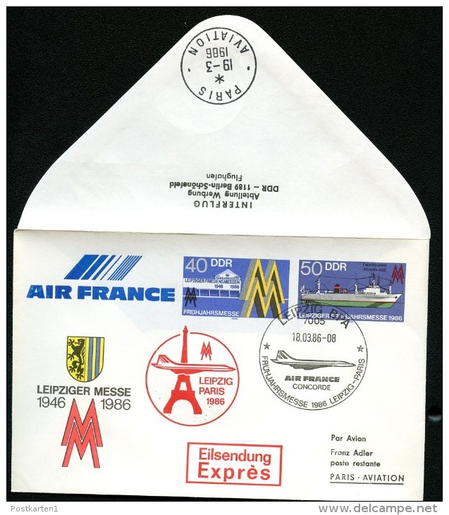 DDR U4-1-86 C1 Umschlag ZUDRUCK AIR FRANCE Sost. 1986  NGK 5,00 € - Privatumschläge - Gebraucht