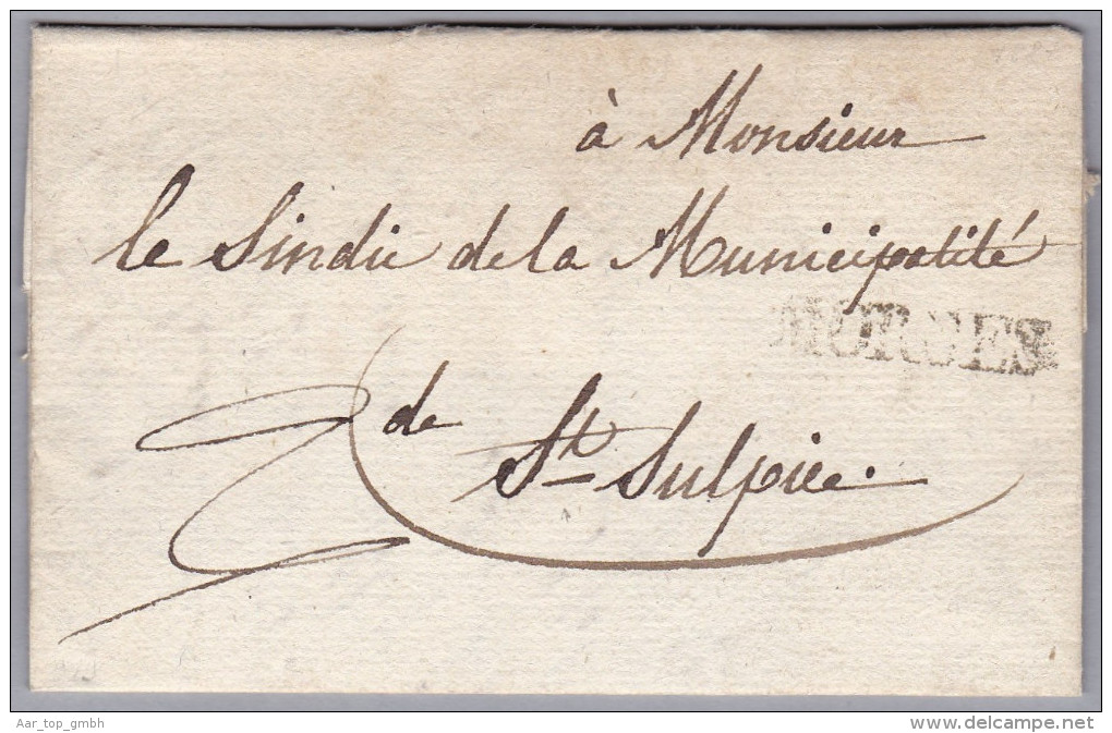 Heimat VD MORGES 1827-05-01 Vorphilabrief Nach St. Sulpice - ...-1845 Prephilately