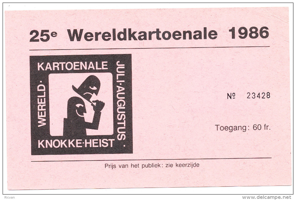 1986 TOEGANGSKAART "25° WERELDKARTOENALE" MET P2224  EN 1ste DAGSTEMPEL ?VERZONDEN? Zie Scan(s) - 1951-1960