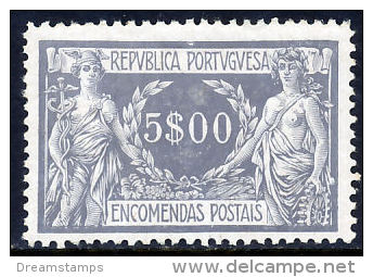 !										■■■■■ds■■ Portugal Parcel Post 1920 AF#16* "Commerce" 5$00 CV €102,00 (x5934) - Unused Stamps