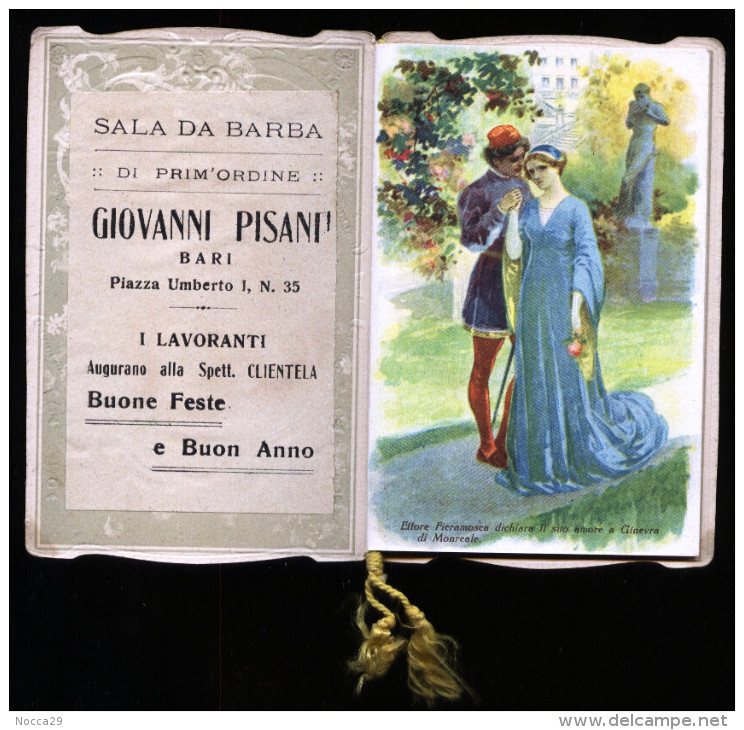 CALENDARIETTO 1919 PROFUMERIA CELLA  MILANO - ETTORE FIERAMOSCA - OFFERTO DA SALA DA BARBA PISANI BARI ( K460 ) - Formato Piccolo : 1901-20