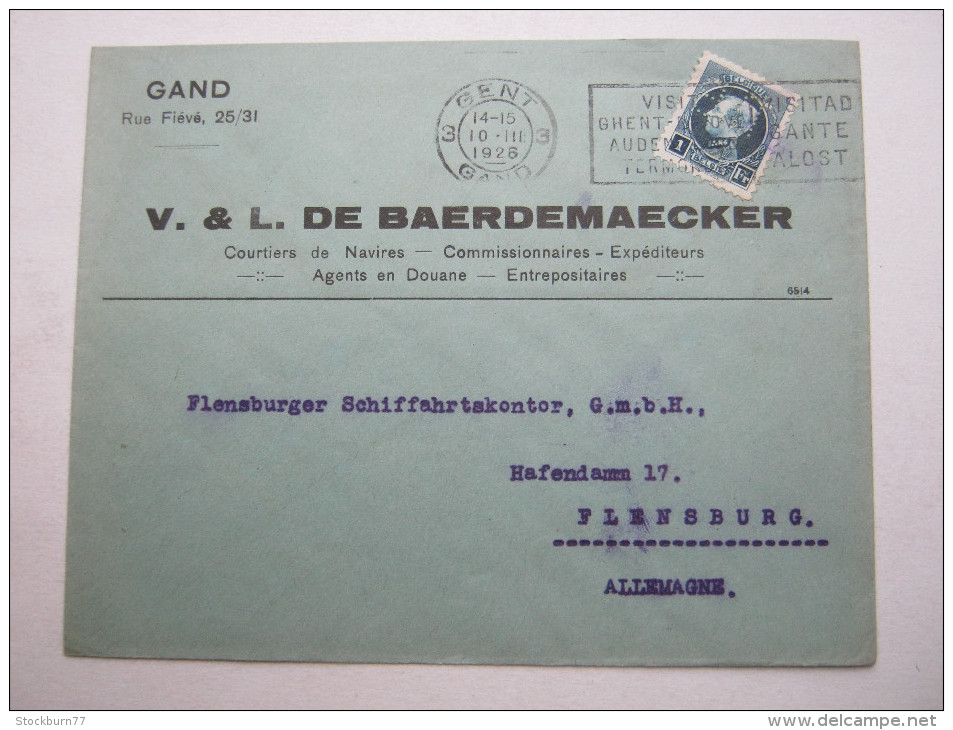 1926,    Gent       Firmenlochung , Perfin , Beleg - 1909-34