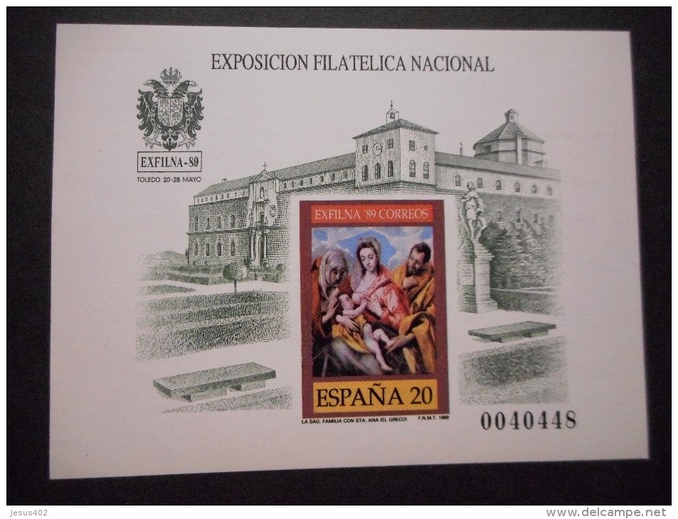 ESPAÑA - ESPAGNE - AÑO 1989 - EXPOSICION FILATELICA NACIONAL EXFILNA 89 (GRECO) - Edifil Nº PRUEBA OFICIAL 19 A ** MNH - Feuillets Souvenir