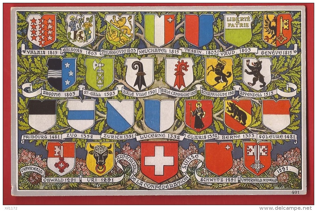 TDS2-01 Armoiries Blasons Des Cantons, Wappen Der Kantone. Mention Au Dos Des Différents Cantons. - St. Anton