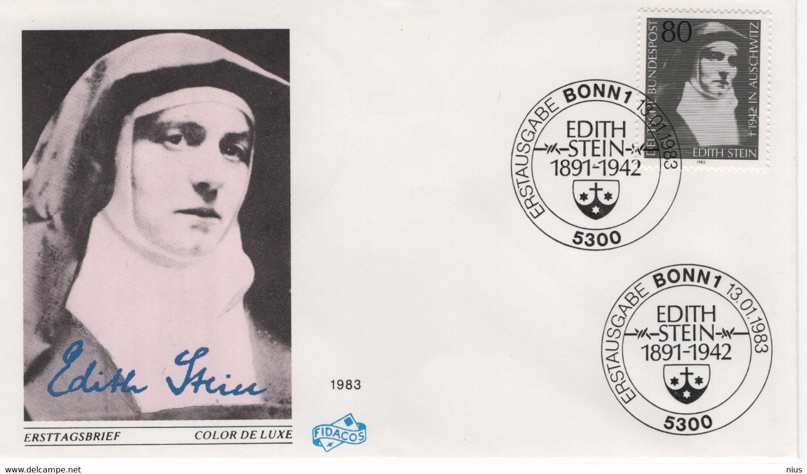 Germany Deutschland 1983 FDC 40th Death Anniversary Of Edith Stein, German Jewish Philosopher, Auschwitz, Bonn - 1981-1990