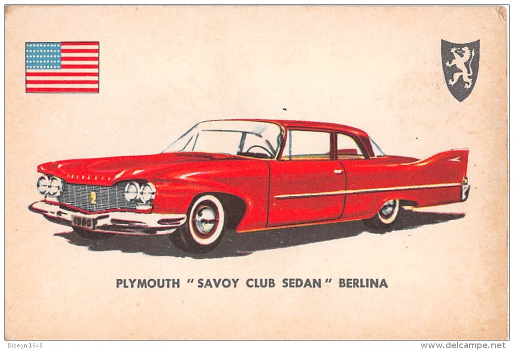 02765 "PLYMOUTH SAVOY CLUB SEDAN"  CAR.  ORIGINAL TRADING CARD. " AUTO INTERNATIONAL PARADE, SIDAM - TORINO". 1961 - Moteurs