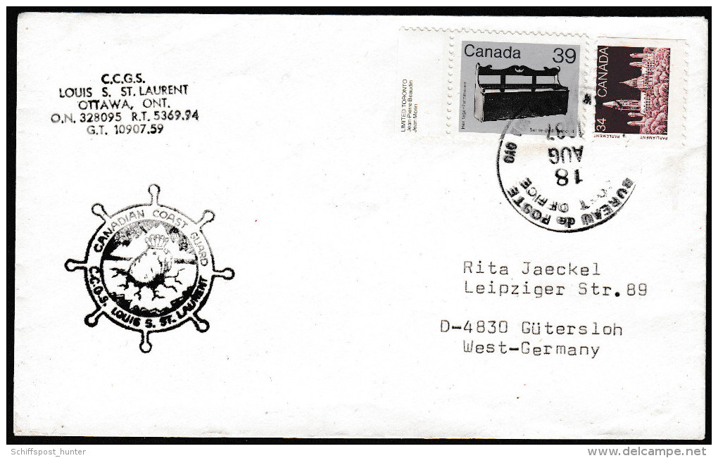 ARCTIC, CANADA,  18.AUG 1987, C.C.G.S. "LOUIS S. ST. LAURENT", 2 Cachets, Look Scan !! 2512-62 - Arktis Expeditionen