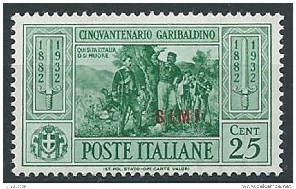 1932 EGEO SIMI GARIBALDI 25 CENT MNH ** - G040 - Egée (Simi)