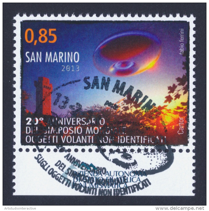 2013 SAN MARINO "20° ANNIVERSARIO SIMPOSIO MONDIALE UFO" SINGOLO ANNULLO PRIMO GIORNO - Used Stamps