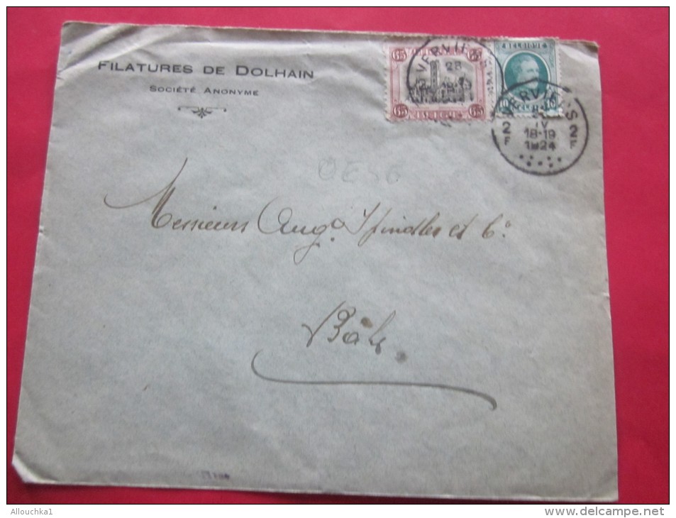 23 Avril 1924 Verviers Belgique Belgie Lettre Letter Cover à Entête Filature De Dolhain -&gt;Spindler Bale  Suisse - Rural Post