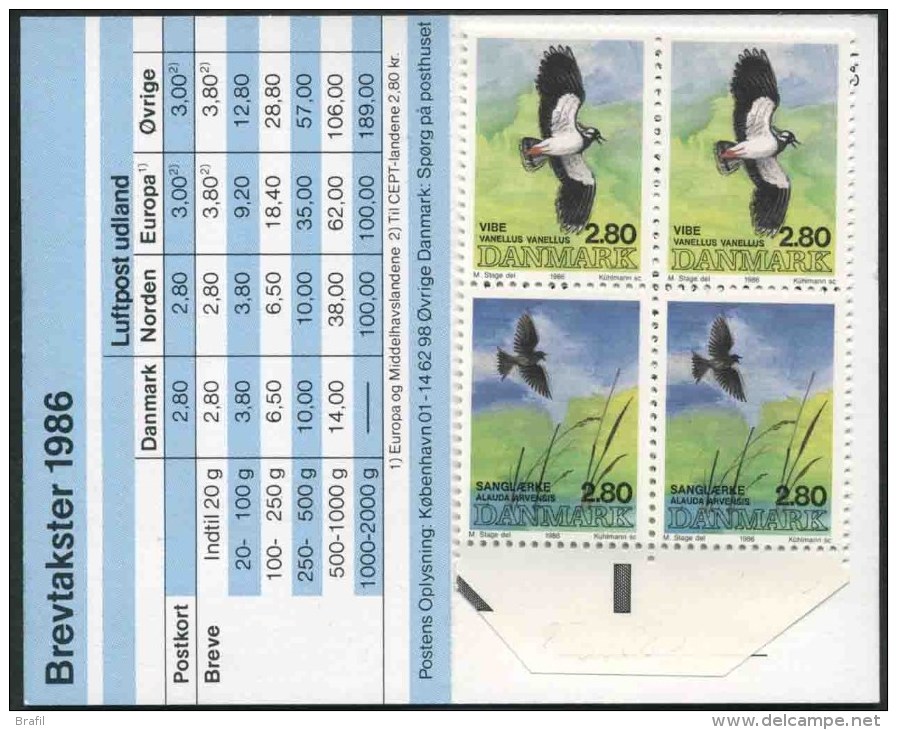 1986 Danimarca, Libretto Uccelli, Nuovo (**) - Booklets