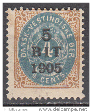 Danish West Indies   Scott No   40    Unused  Hinged    Year 1905 - Danemark (Antilles)