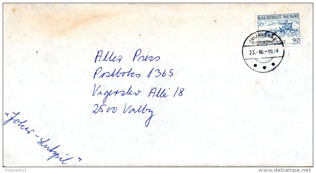 GROENLAND. N°68 De 1971 Sur Enveloppe Ayant Circulé. Chien De Traîneau. - Briefe U. Dokumente