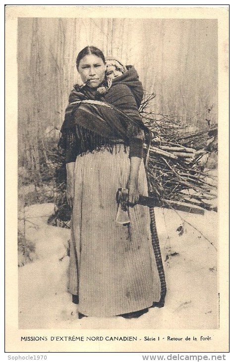 Missions D'Extrême Nord Canadien - Vers 1900 - Gros Plan - Indienne De Retour De La Forêt - Nunavut