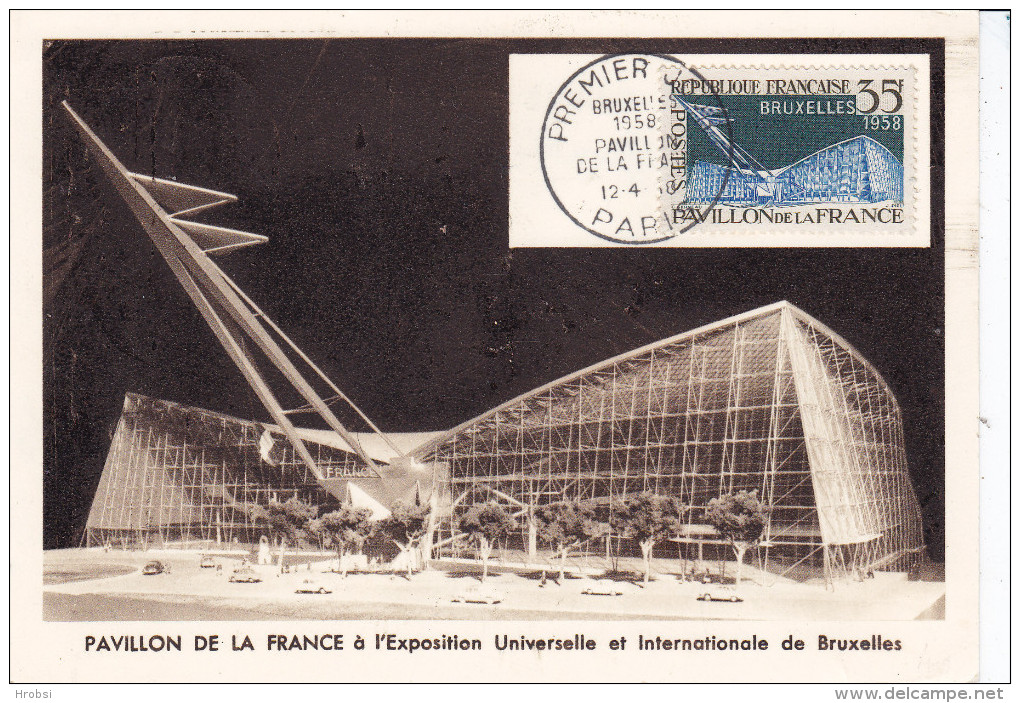 Exposition Bruxelles, Carte Maximum N 1156, Pavillon De France - 1958 – Brussel (België)