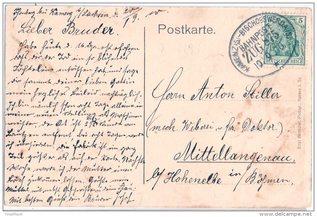 Gruß A Thonberg B Kamenz Chamotte U Thonwerke Baggermaschine Villa Restaurant Bahnpost Stempel BISCOFSWERDA ZUG 875 1900 - Kamenz