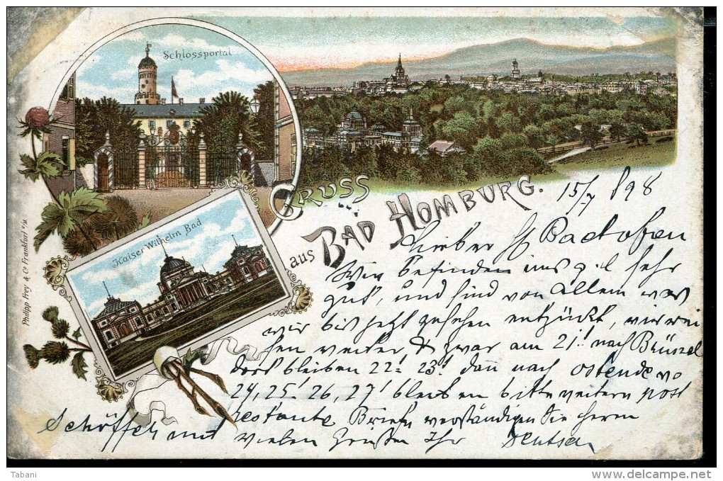 GERMANY BAD HOMBURG 1898 VINTAGE LITHO POSTCARD - Bad Homburg