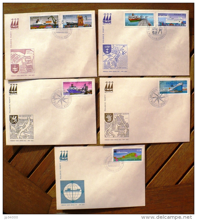 POLOGNE Port, Ports, Bateaux, Petrole. Yvert 2307/14 Sur FDC. Serie Complete - Autres (Mer)