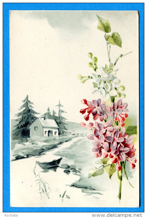 EGG853, Paysage Suisse, Fleurs, Fantaisie, Précurseur, Circulée 1905 Cachet Serrières - Egg