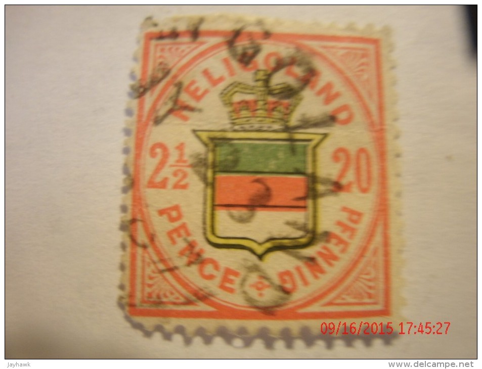 HELIGOLAND, MICHEL 18g,20pf,rotlichorange-le Bn´orange/hellgelb/hellgr Augrun,1888,, USED - Héligoland