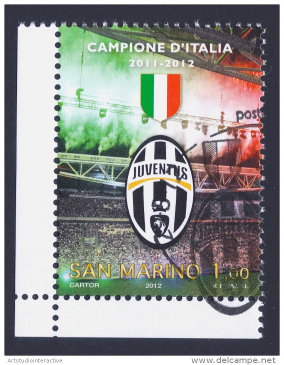 2012 SAN MARINO "JUVENTUS CAMPIONE D´ITALIA 2011/2012" SINGOLO ANNULLO PRIMO GIORNO - Gebraucht