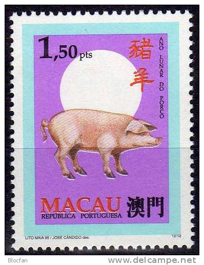 Chinesischer Kalender Jahr Des Schwein 1995 Macau 843 In Kleinbogen ** 2€ Fauna Stamp 1995 Pig In Sheetlet Bf Macao CINA - Ungebraucht