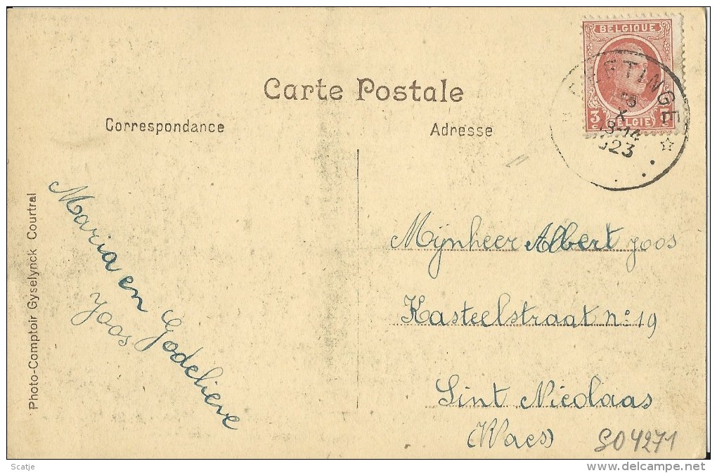 Deftinge    Pensionnat,   La Grotte;  RELAIS Stempel  -   1923   Naar Sint-Nikolaas - Lierde