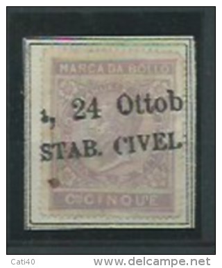 MARCA DA BOLLO - TASSA FISSA CENT.5 - ANNULLO TIPOGRAFICO - Revenue Stamps