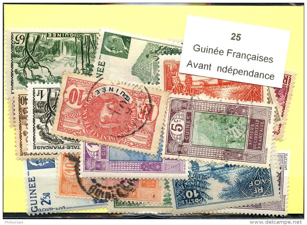 25 Timbres Guinée Francaise Avant Indépendance - Autres & Non Classés