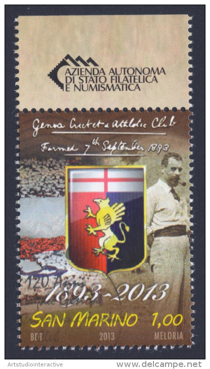 2013 SAN MARINO "120 ANNI DEL GENOA CALCIO" SINGOLO ANNULLO PRIMO GIORNO - Gebraucht