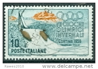 Italien 1956 Mi. 958 + 961 Gest. Olympische Winterspiele Cortina D` Ampezzo Skisprungsschanze Skistadion - Winter 1956: Cortina D'Ampezzo