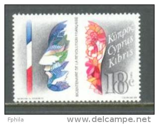 1989 CYPRUS FRENCH REVOLUTION MICHEL: 719 MNH ** - French Revolution