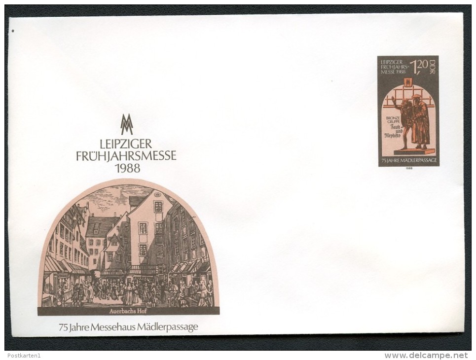 DDR U8 Umschlag AUERBACHS HOF Leipzig ** 1988 Kat. 6,00 € - Enveloppes - Neuves