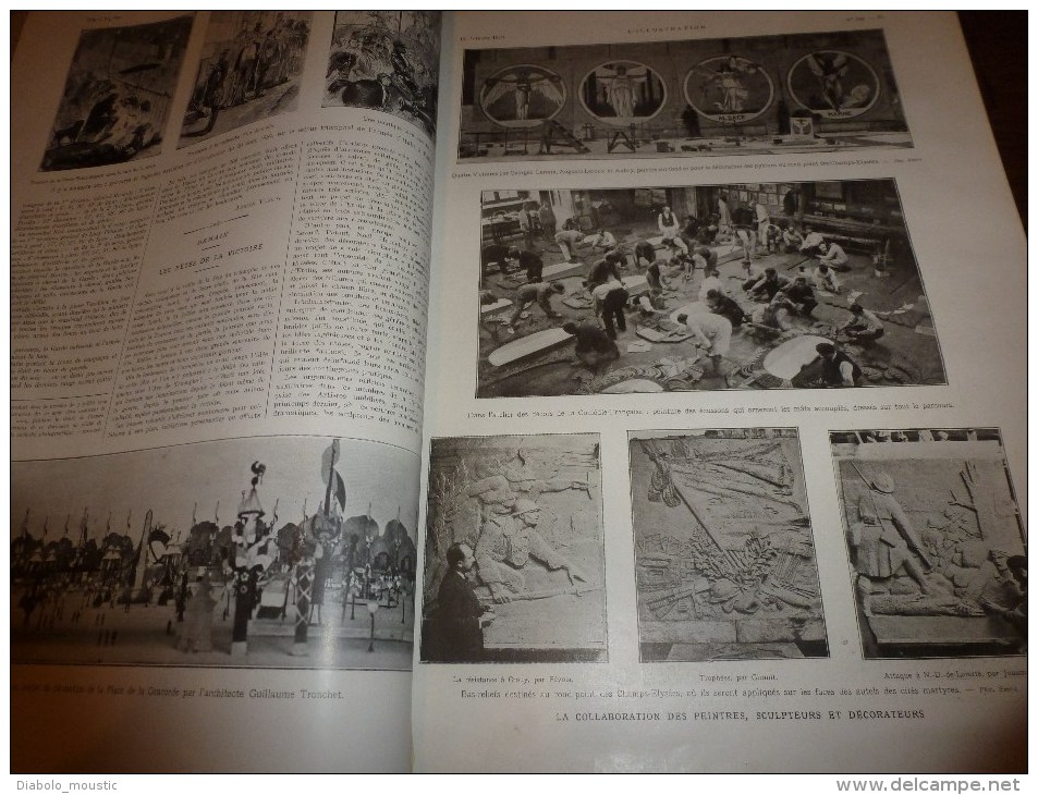 1919: Préparatifs Fête VICTOIRE;Projet VOIE TRIOMPHALE Par Artistes-Poilus;Dirigeable R-34 Traverse Atlantique;AVEUGLES - L'Illustration